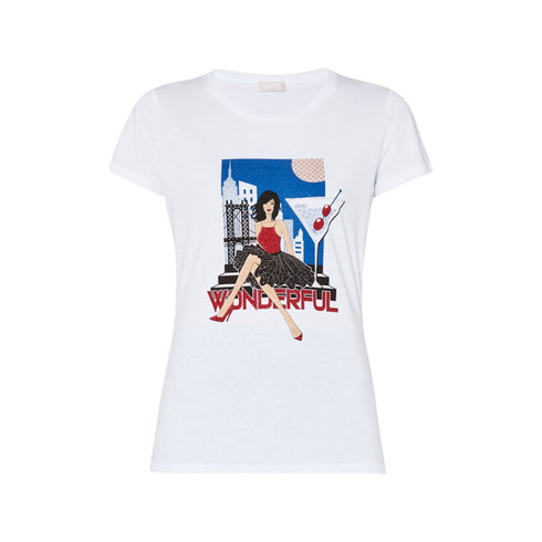 T-shirt Donna con stampa sul petto Bianco Liu Jo- Francavilla Moda